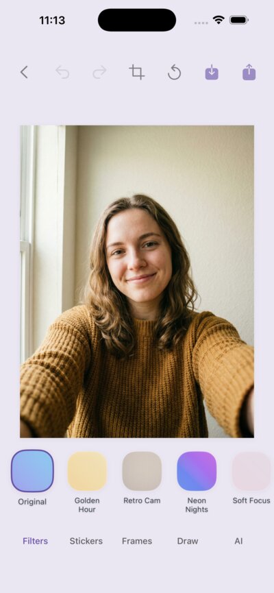 Frame editor with filters